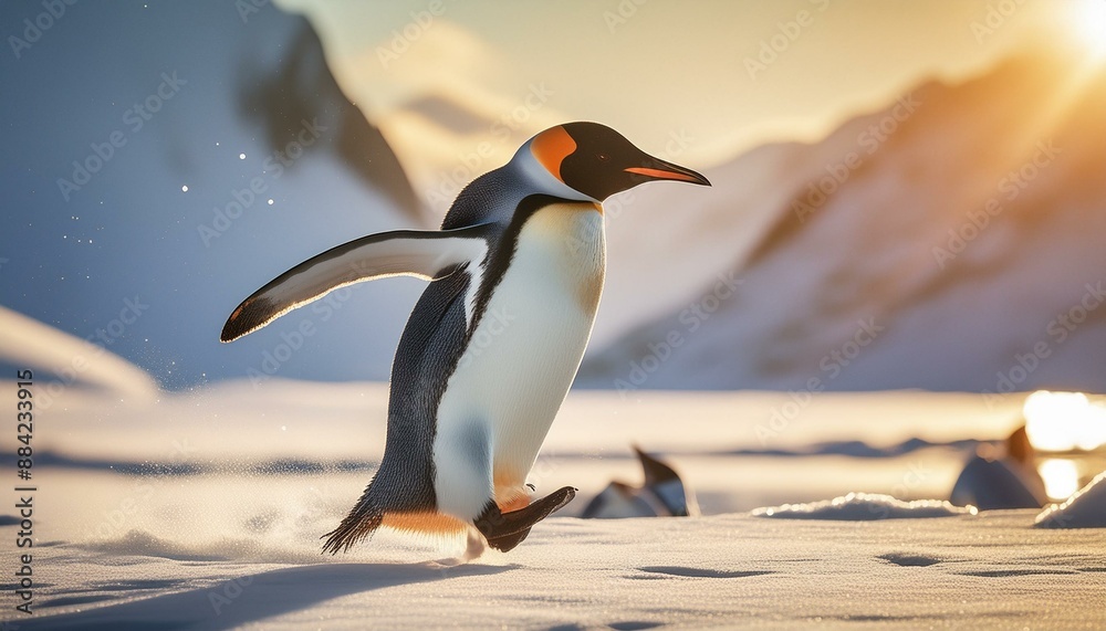 Obraz premium king penguins on the rocks bird, antarctica, animal, penguins, king penguin, king, wildlife, cold, falkland islands, snow