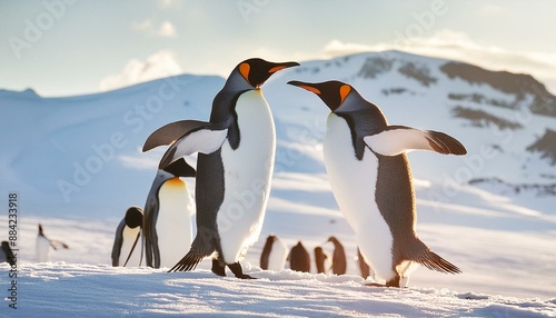 king penguins on the rocks bird, antarctica, animal, penguins, king penguin, king, wildlife, cold, falkland islands, snow