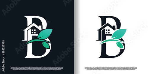 Green house logo design template with letter b concept Premium Vector