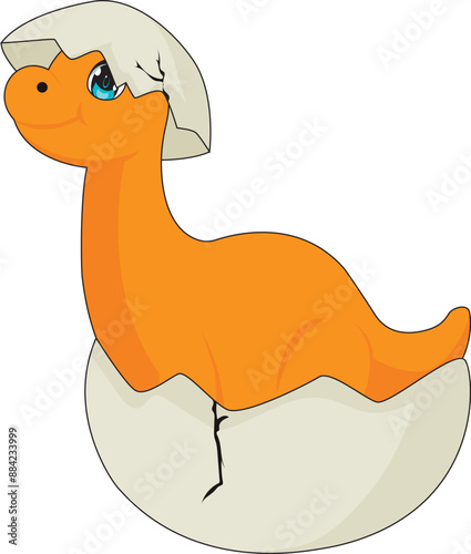 Cute dino egg hatching dinosaur baby vector illustration Kids print