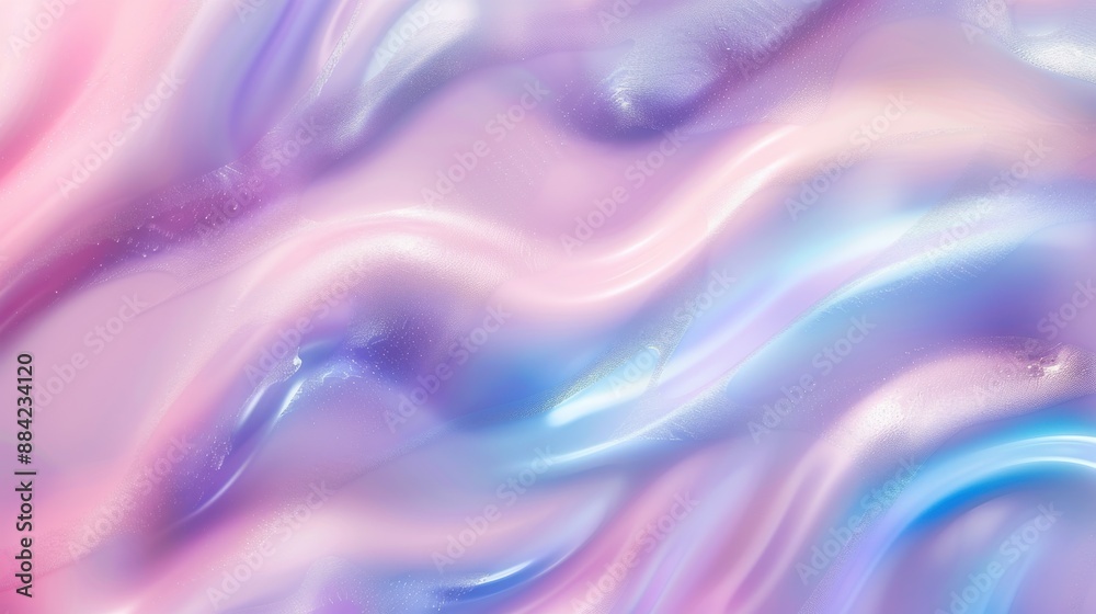 Fototapeta premium Soft pastel iridescent waves of colorful creamy fluid texture