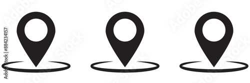Location pin icon. Map pin place marker. Location icon. Map marker pointer icon set. GPS location symbol collection. Flat style - stock vector.