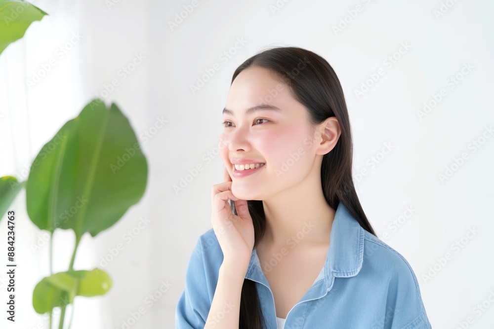 Beauty face. Woman with natural makeup and healthy skin portrait. Skin care, cosmetic concept Beauty face. Woman with natural makeup and healthy skin portrait. Skin care, cosmetic concept