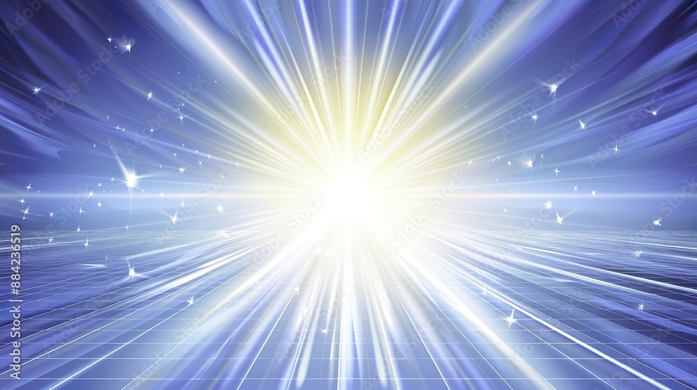 Naklejka premium Futuristic Abstract Background with Light Rays and Shiny Glass Surface, Digital Environment Concept