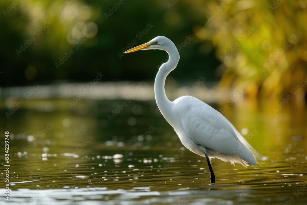 Fototapeta premium Observant Bird heron closeup beak. Eye fishing. Generate Ai