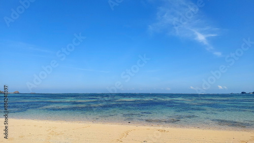 View of beautiful sea and sandy beach on sunny day