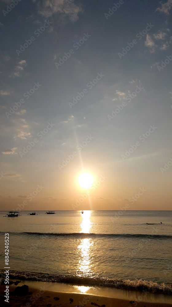 beautiful sunset at the beach with little waves beautiful sunset at the beach with little waves