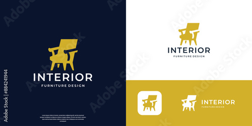 Minimalist furniture logo design vector template