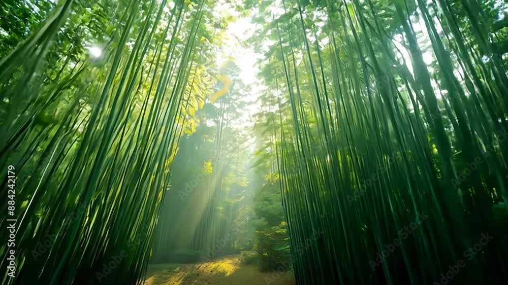 Morning Sunlight in a Japanese Bamboo Forest Morning Sunlight in a Japanese Bamboo Forest