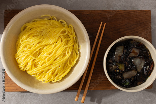 gun jjajang using roasted black bean paste without adding water photo