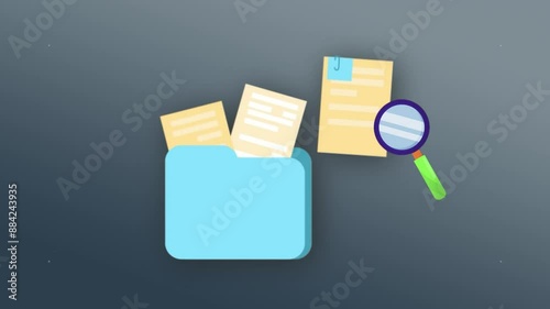 Document Search Concept With Folder And Magnifying Glass