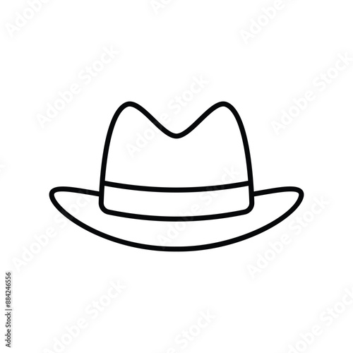 fedora hat line icon with white background vector stock illustration