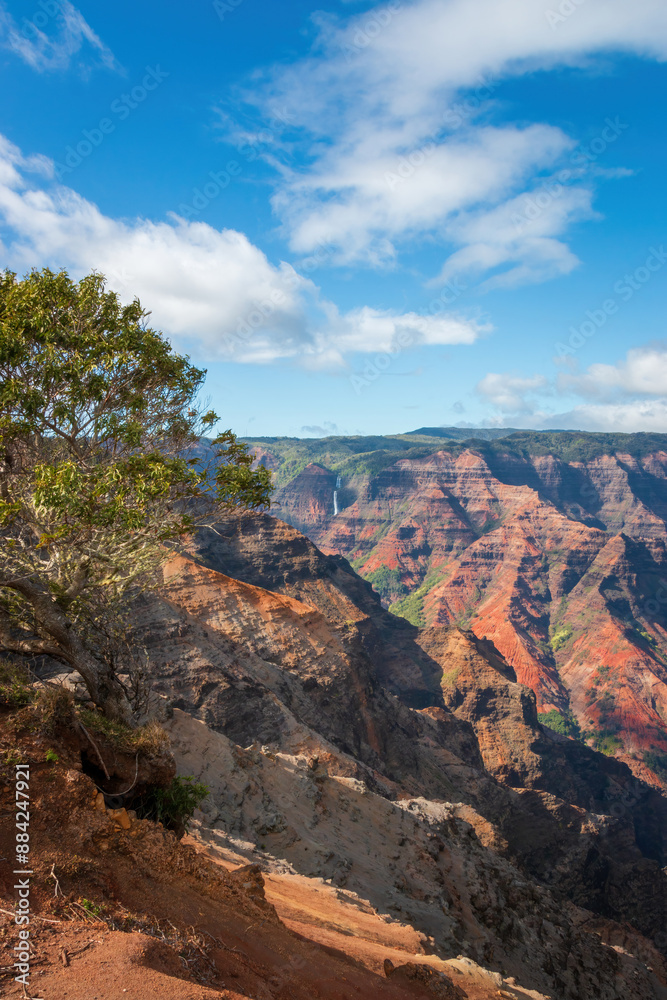 Scenic view of Waimea Canyon on the Hawaiian island of Kauai, USA seen from Waimea Canyon Lookout Scenic view of Waimea Canyon on the Hawaiian island of Kauai, USA seen from Waimea Canyon Lookout