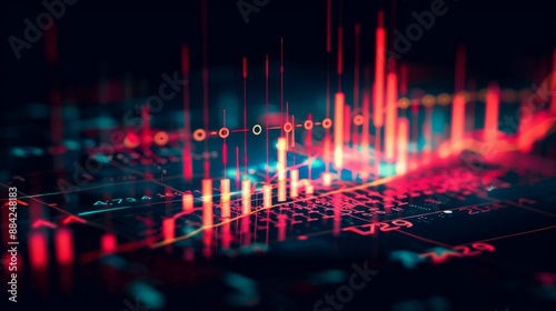 Wallpaper Mural Abstract Digital Data Visualization with Red and Orange Lines Torontodigital.ca