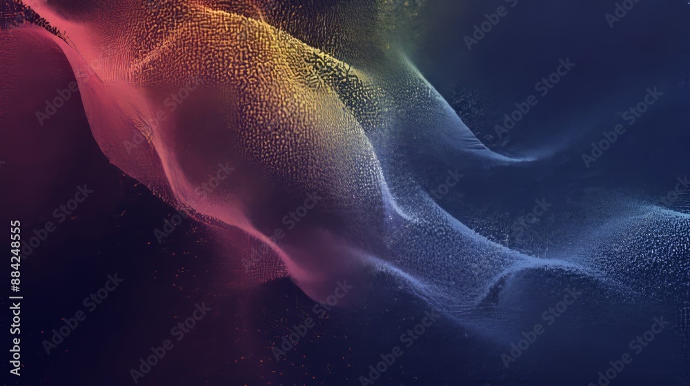 Fototapeta premium Dark blue Orange-red grainy texture background, abstract bright color wavy shape black background Noisy wide banner title design