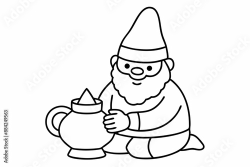 gnome making pottery vector illustration 