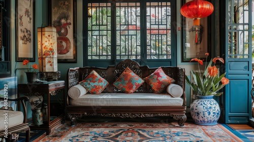 Obraz na płótnie Infuse your home with Peranakan-inspired decor featuring intricate, stunning designs celebrating this heritage. w salonie