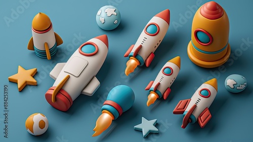 3D Startup Planning Outline Collection. Business new work concept.