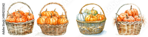 Wallpaper Mural Autumn pumpkin in basket isolated on a transparent background. Torontodigital.ca