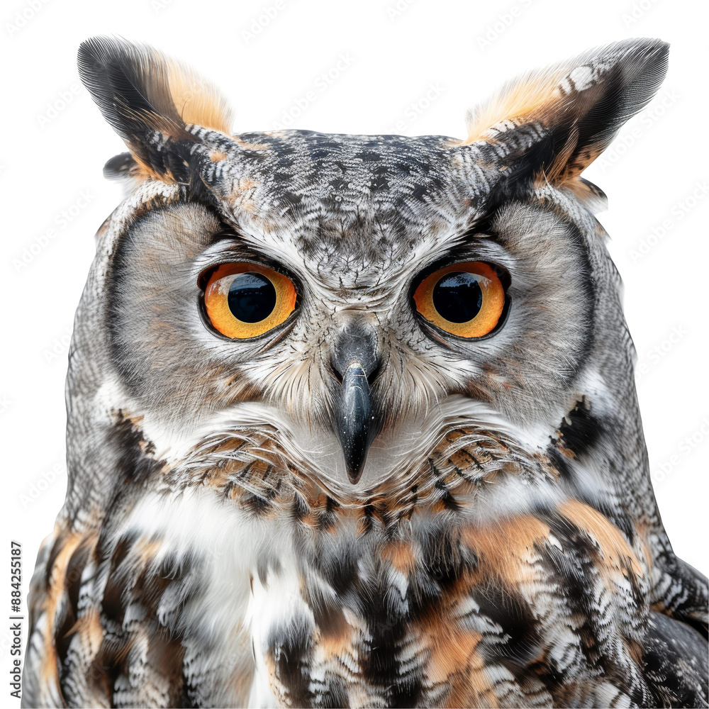 Owl Intense Gaze Isolated on Transparent or White Background, PNG Owl Intense Gaze Isolated on Transparent or White Background, PNG