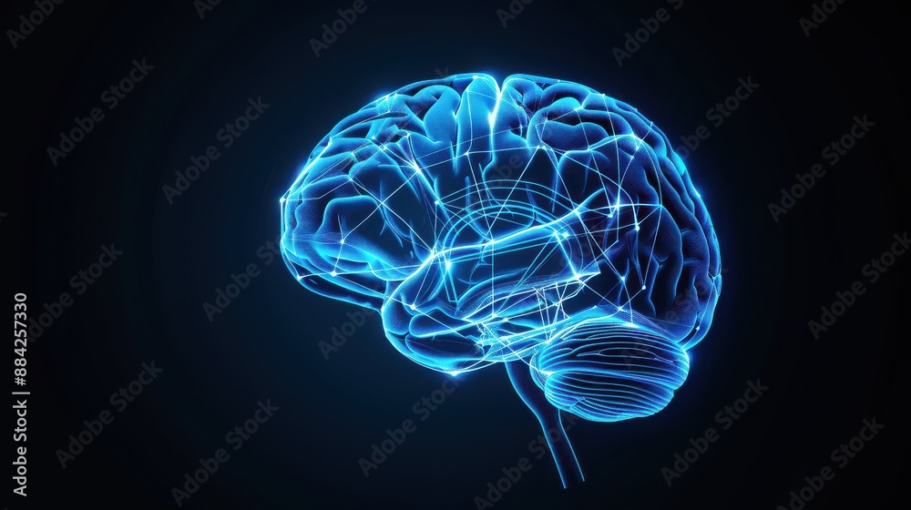 Abstract brain with neurotransmitters creating artistic visuals, depicting creative intelligence Abstract brain with neurotransmitters creating artistic visuals, depicting creative intelligence