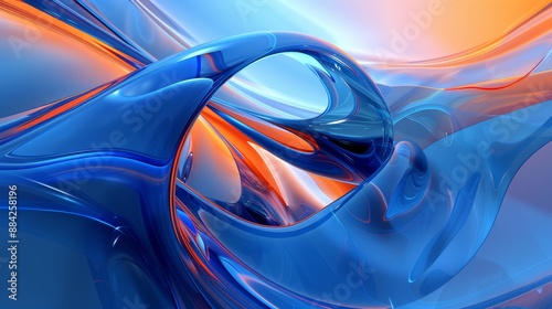 A mesmerizing abstract composition featuring swirling colors of blue and orange, blending into a dynamic, fluid effect. photo