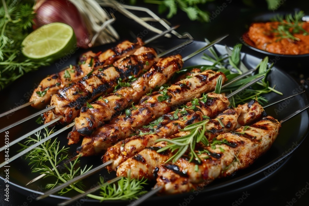 Grilled Chicken Skewers with Rosemary and Cilantro Grilled Chicken Skewers with Rosemary and Cilantro