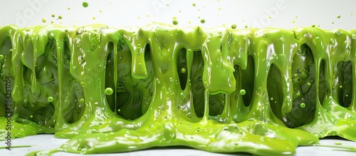 Green Slime Dripping Over White Surface photo