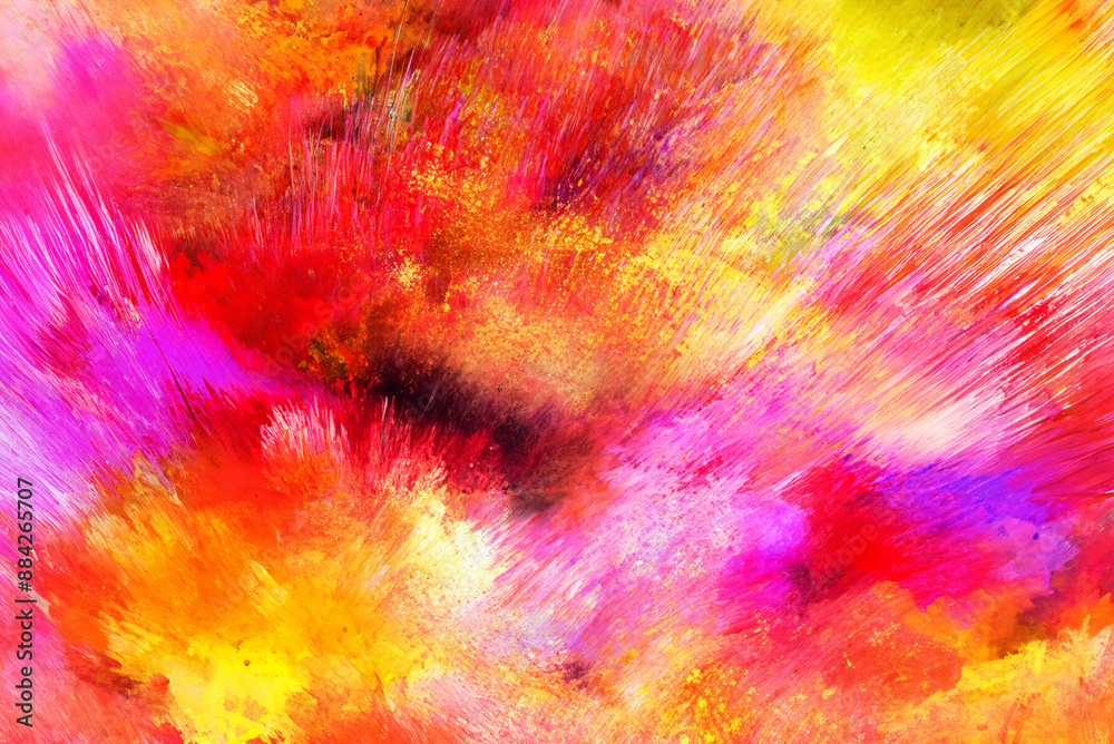 Vibrant Colorful Powder Burst on White Background Vibrant Colorful Powder Burst on White Background
