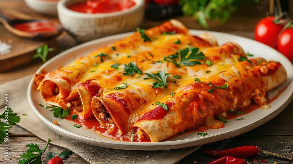 Mexican Enchiladas with Cheese and Sauce Mexican Enchiladas with Cheese and Sauce