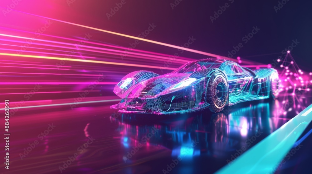High-Speed Electric Vehicle in Polygonal Digital Art High-Speed Electric Vehicle in Polygonal Digital Art