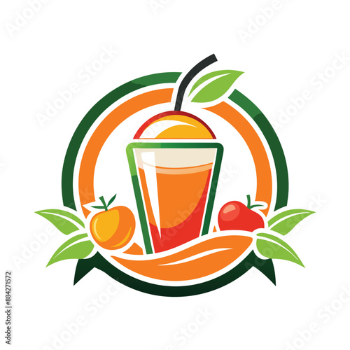Fresh fruit juice drink logo concept isolated
