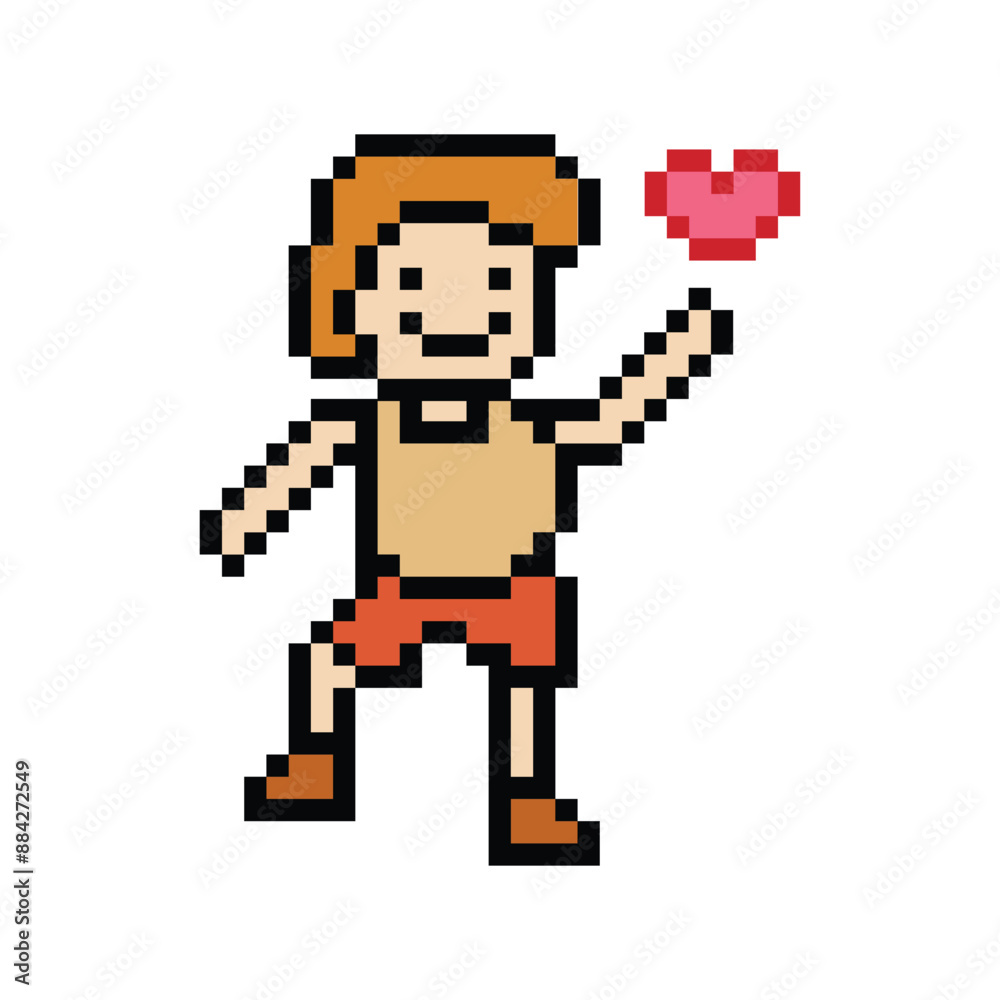 Cute pixel cartoon 8bit character man exercises training dance lifestyle music decoration life style 8 bit male boy dance with music game fitness isolated PNG vector. Cute pixel cartoon 8bit character man exercises training dance lifestyle music decoration life style 8 bit male boy dance with music game fitness isolated PNG vector.