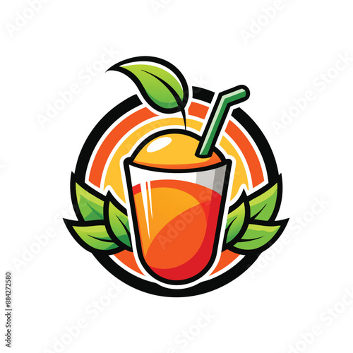 Fresh fruit juice drink logo concept isolated