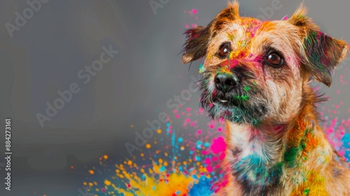 Festive Dog with Vibrant Colors photo