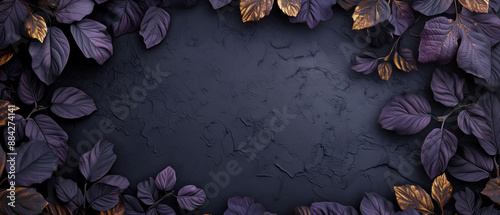birch tree frame leaf template with black background and place for your name, in the style of dark purple and gold, delicate pencil sketches, indian motifs, innovative page design, sparse backgrounds,