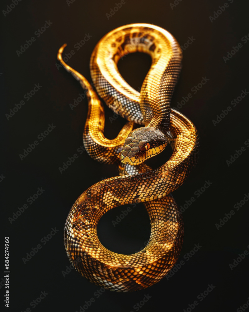 Obraz premium A snake made of precious metals and stones. Jewelry snake. Symbol of 2025