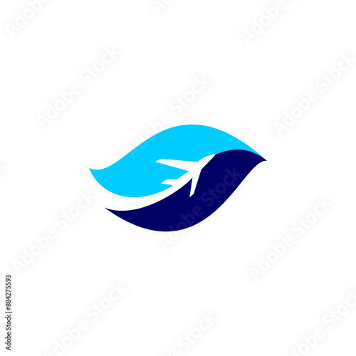 Leaf plane nature jet logo vector icon