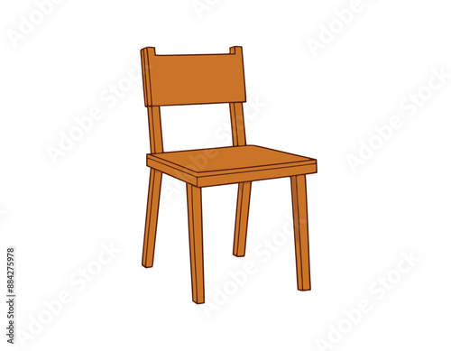 brown wooden, chair / cartoon vector and illustration