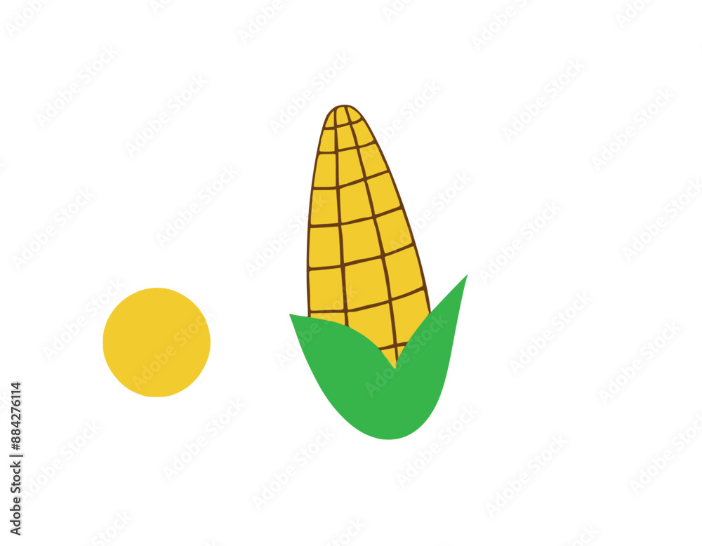 Vector cartoon corn on white background.
Vector cartoon corn on white background.