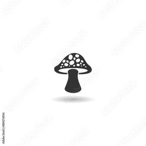 Mushroom icon with shadow in trendy design style