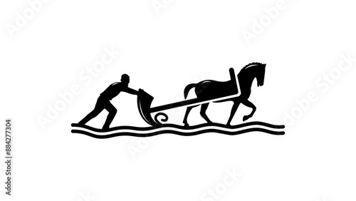 Plowman emblem , black isolated silhouette
