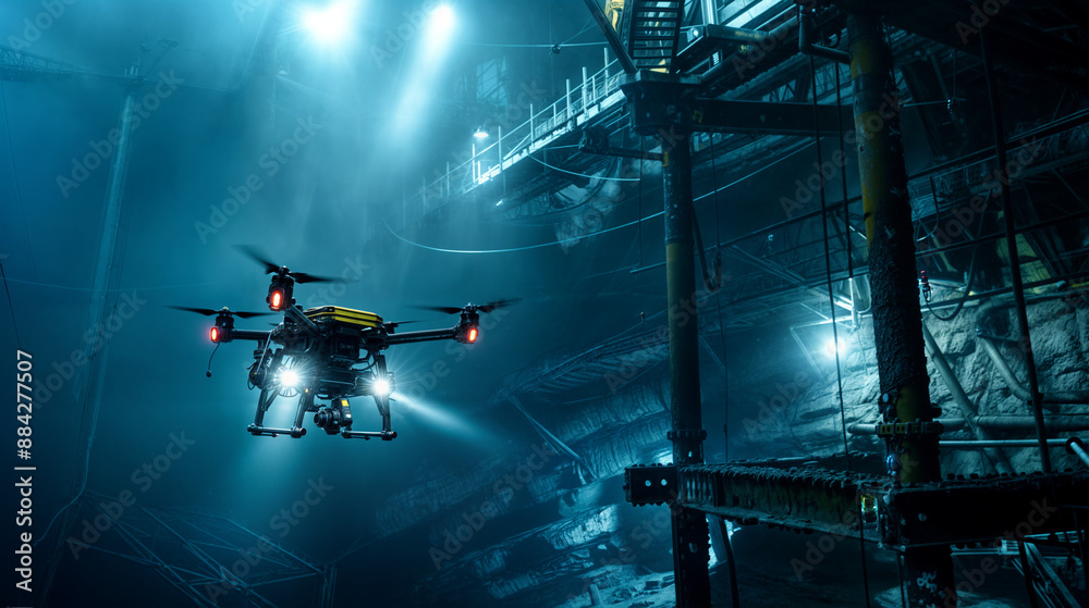 Naklejka premium ROV Inspecting Underwater Infrastructure in Deep-Sea Environment