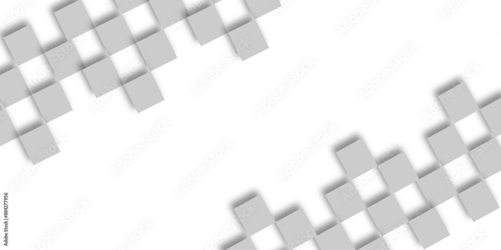 Abstract white geometric overlapping square pattern, design of technology background with shadow. Modern graphic design template for poster, cover, flyer, or brochure elements. Vector illustration. Abstract white geometric overlapping square pattern, design of technology background with shadow. Modern graphic design template for poster, cover, flyer, or brochure elements. Vector illustration.