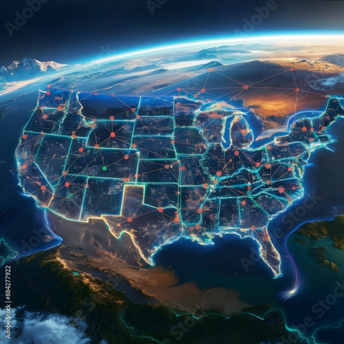 Detailed USA Map with State Borders and Capitals for Educational Use photo