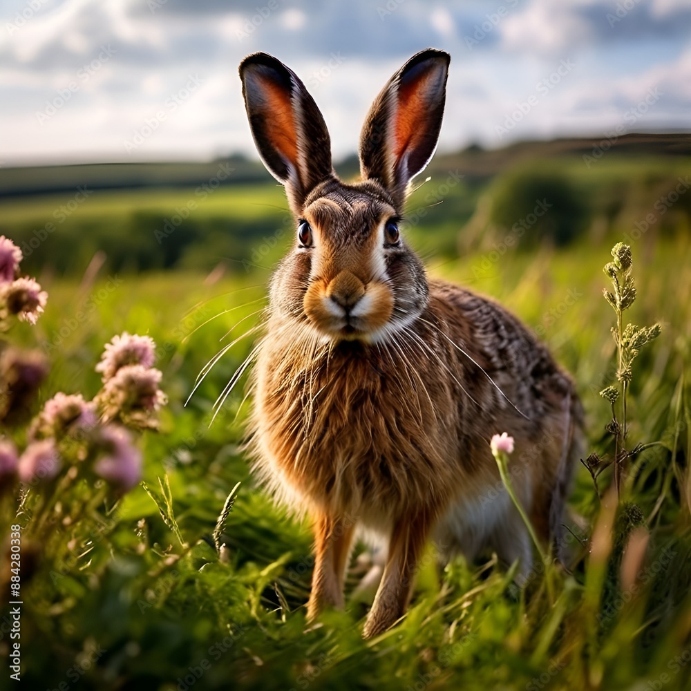 Curious Rabbit in a Field of Flowers Curious Rabbit in a Field of Flowers