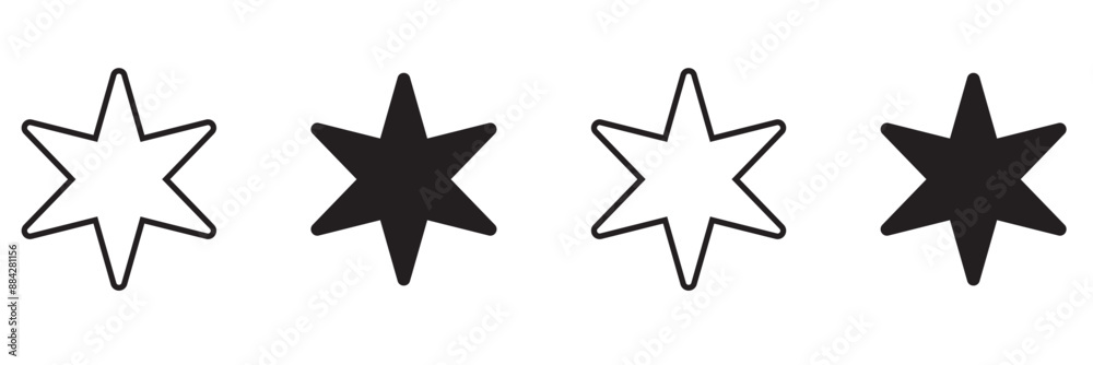 Star icon collection. Different star shapes. Black stars icon set. Sparkle star icon set. Vector illustration