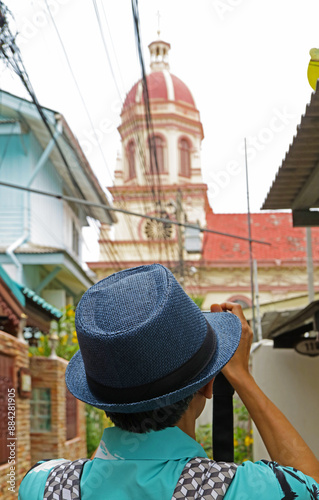 Santa Cruz Church Cathoric Church, a Well Known Historic Landmark of Kudi Chin Neighborhood, Thon Buri District, Bangkok, Thailand photo