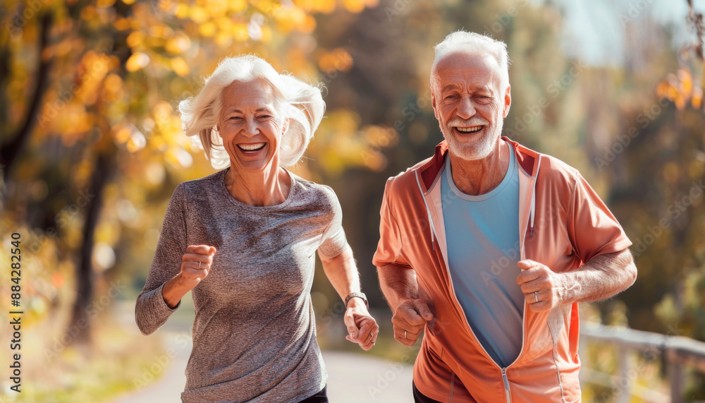 Smiling old men jogging in the open air Smiling old men jogging in the open air