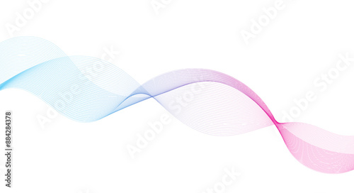 Abstract colorful wave lines on white background. Modern colorful wavy lines pattern design element. Wave lines art, Curved smooth design